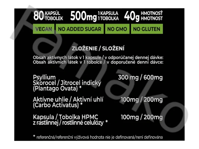  Nanovitae ACTIVATED CHARCOAL C60, 80 kapslí 
